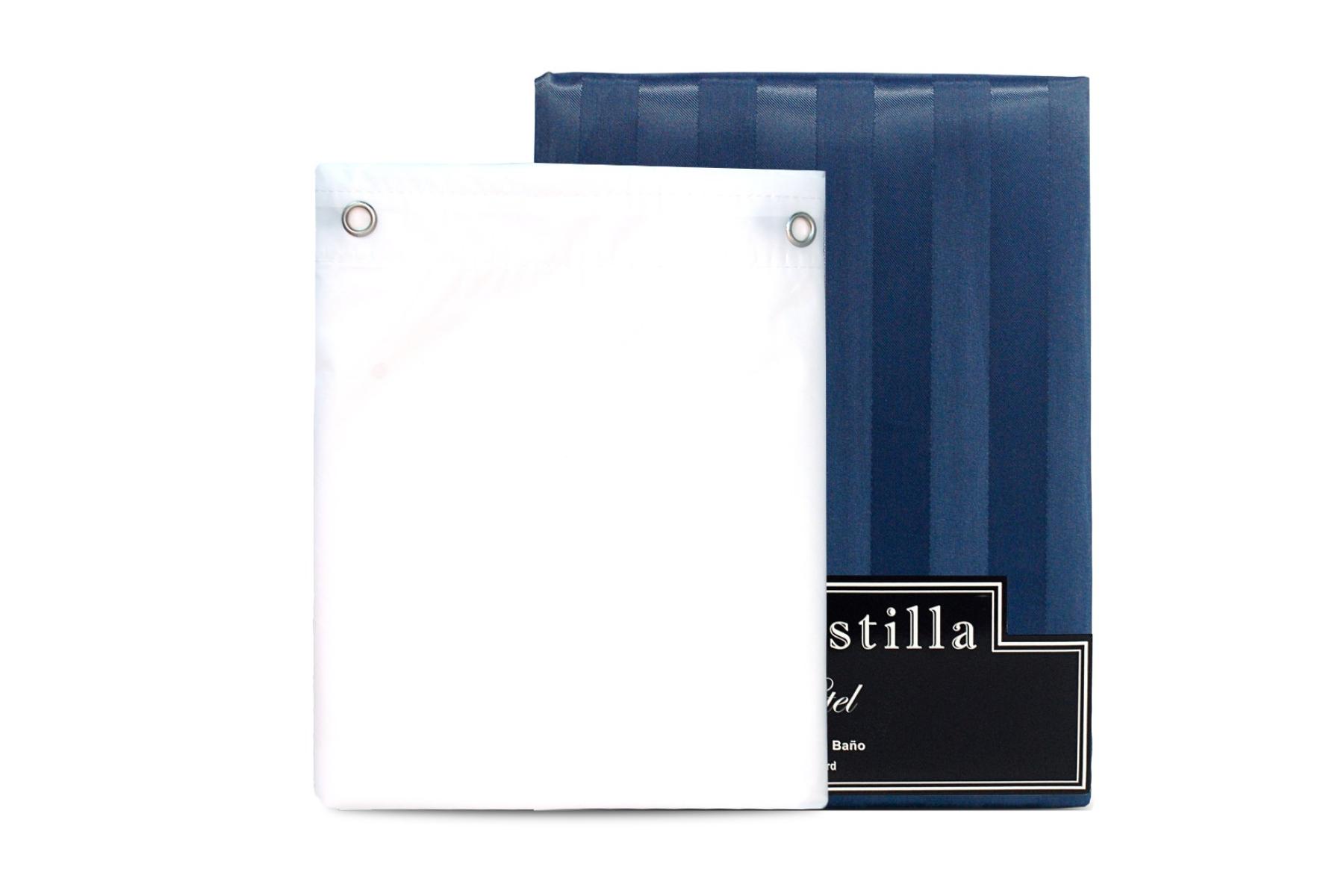 Combo BAÑO: Cortina de baño azúl + Protector