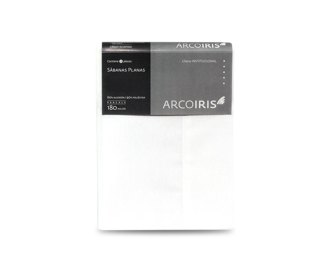 Pack x 2 Sábanas Planas Arcoiris® Línea Institucional (180 Hilos) | Blanco