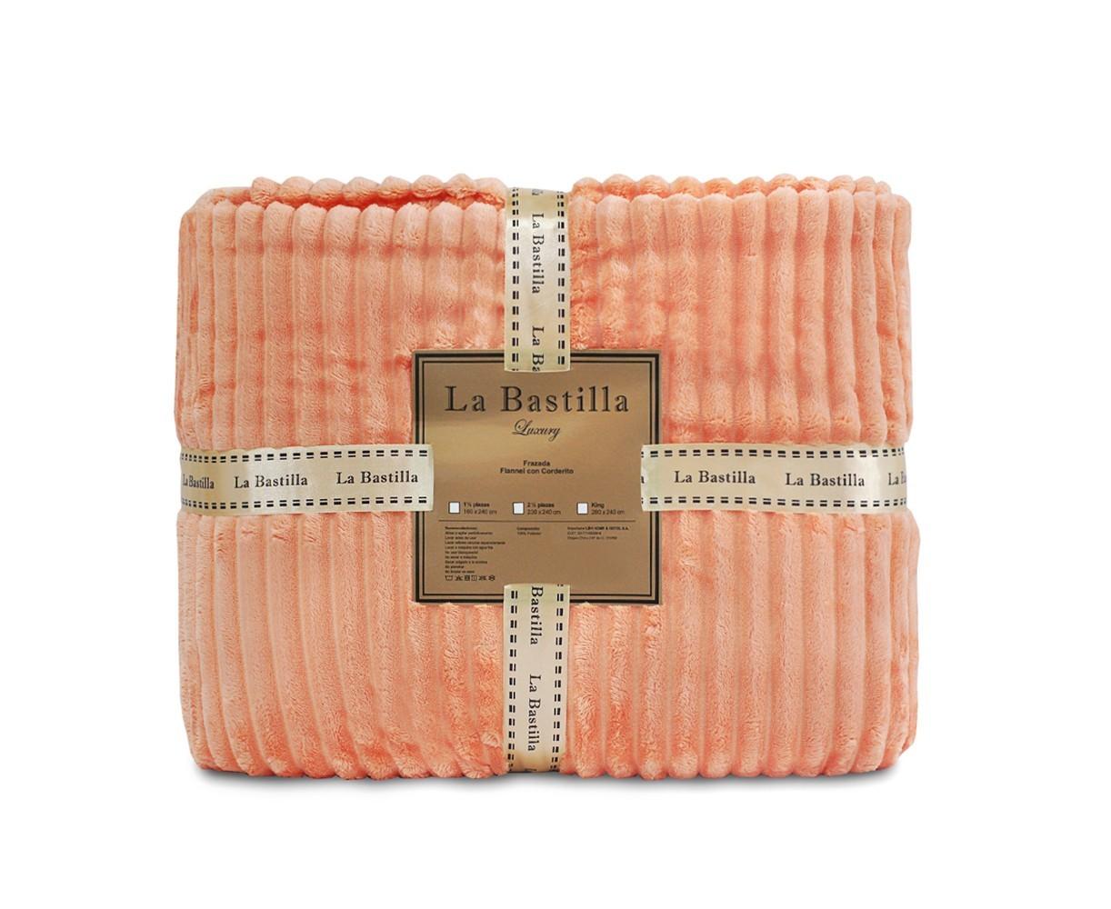 Frazada Flannel con Corderito LA BASTILLA® Línea Luxury | Coral