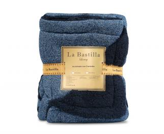 Manta Tejida Con Corderito LA BASTILLA® Línea Luxury | Modelo Newcastle Azul Marino
