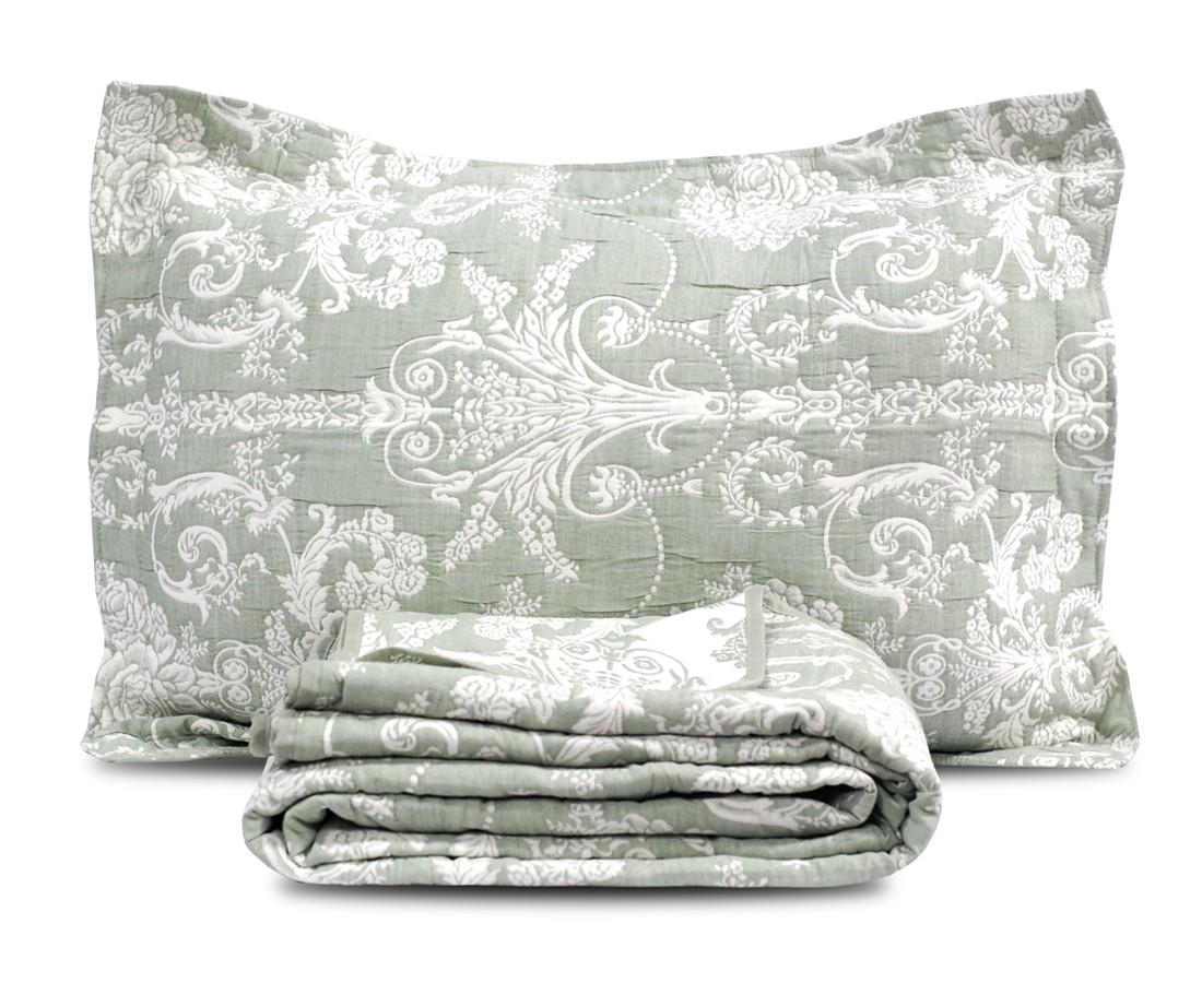Cubrecama Jacquard Estilo Portuguesa LA BASTILLA® Línea Luxury | Modelo Braga Verde Seco